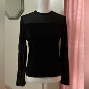 Claudia Richard Black Sheer Sleeve Top